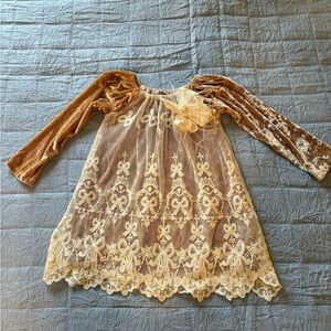 Charming Velvet and Lace‎ Kids Dress